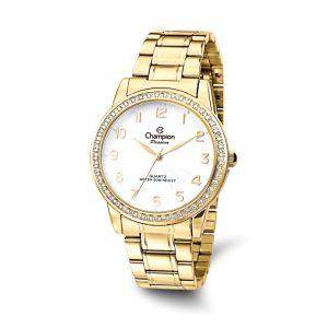 Champion Ladies Passion Gold-tone Crystal Bezel White Dial Watch