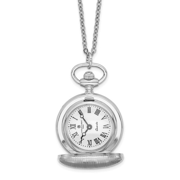 Charles Hubert Chrome-finish Stripe Design Pendant Watch