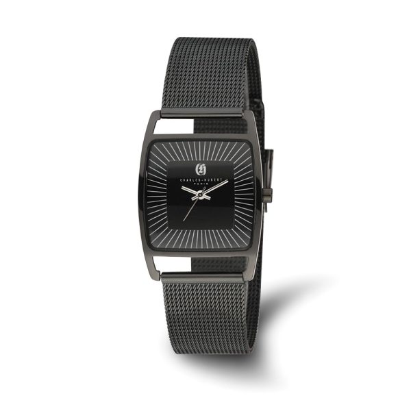 Charles Hubert Ladies Black Plated Stainless Steel Milanese Band Watch