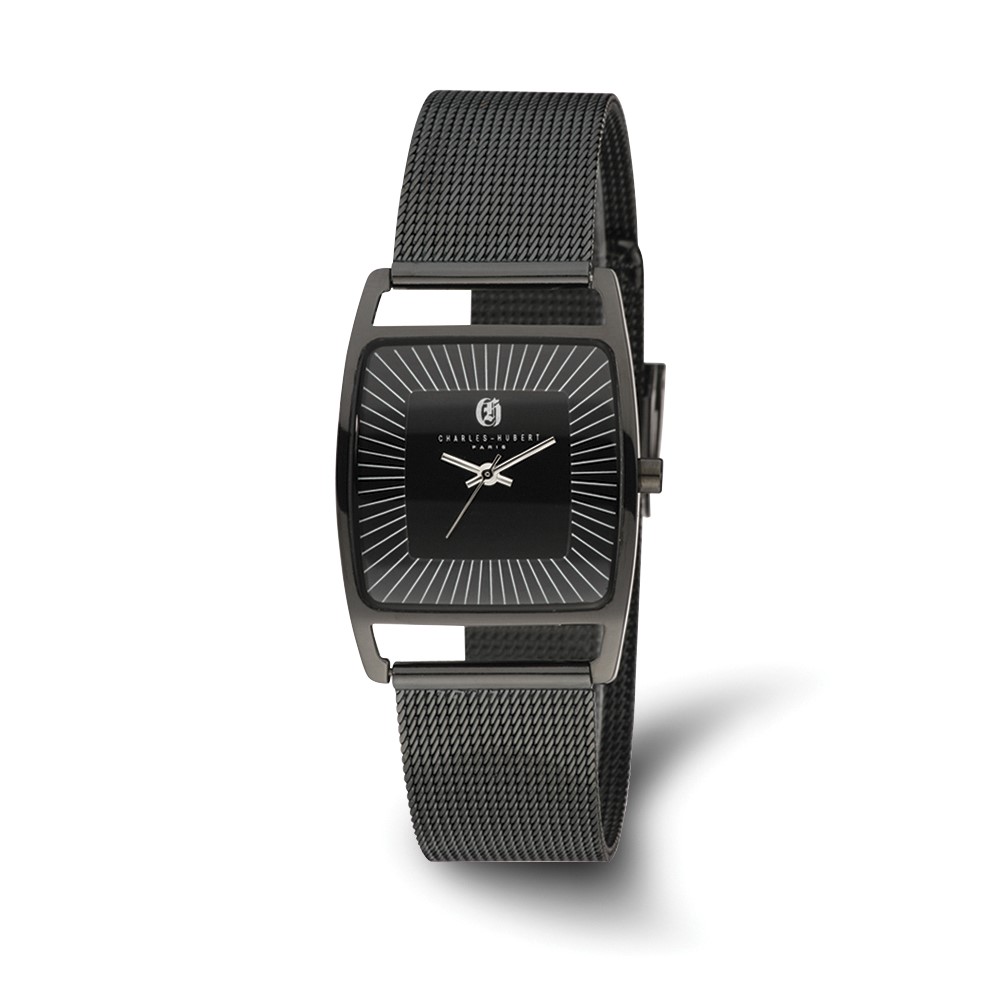 Charles Hubert Ladies Black Plated Stainless Steel Milanese Band Watch