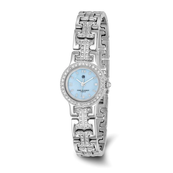 Charles Hubert Ladies Blue MOP Dial with 4 Color Crystal Bezels Watch