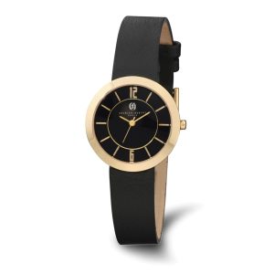 Charles Hubert Ladies Gold Tone & Black Stainless Steel Round Watch