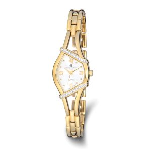 Charles Hubert Ladies Gold-finish Crystal Bezel 20mm Watch