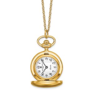 Charles Hubert Ladies Gold-plated Brass Polished Pocket Watch Necklace