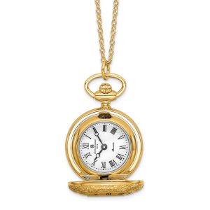 Charles Hubert Ladies Gold-plated Brass See-Through Watch Necklace