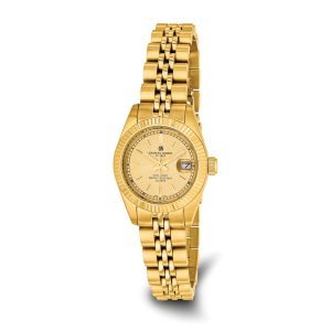 Charles Hubert Ladies Gold-plated, Champagne Dial Round Analog Watch