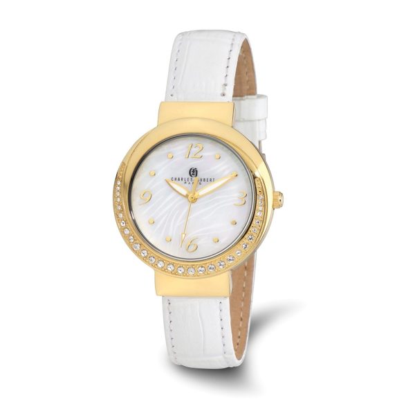 Charles Hubert Ladies IP-lated Stainless Steel Leather 38mm Watch