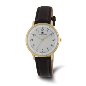 Charles Hubert Ladies IP-plated Stainless Steel White Dial Watch