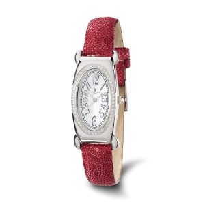 Charles Hubert Ladies Red Stingray 0.68ct. Diamond 21x38mm Watch