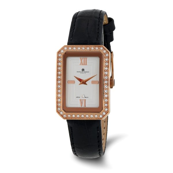 Charles Hubert Ladies Rose IP-plated Stainless White Dial Watch