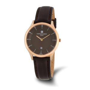 Charles Hubert Ladies Rose-plated Stainless Brown Dial Watch