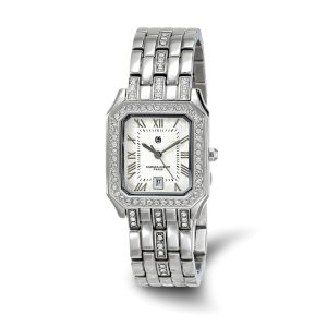 Charles Hubert Ladies Stainless 26 x 32mm Crystal Bezel Watch