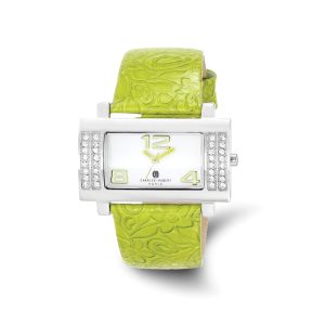 Charles Hubert Ladies Stainless Green Leather 40x23mm Watch