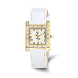 Charles Hubert Ladies Stainless IP-plated Crystal Bezel Watch