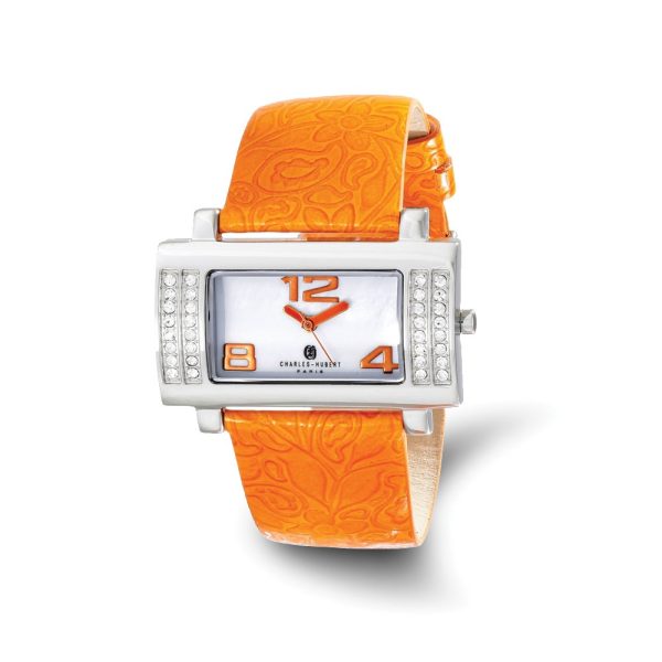 Charles Hubert Ladies Stainless Orange Leather 40x23mm Watch