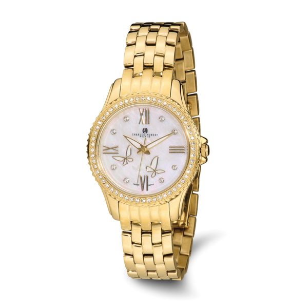 Charles Hubert Ladies Stainless Steel IP-plated MOP Dial Watch