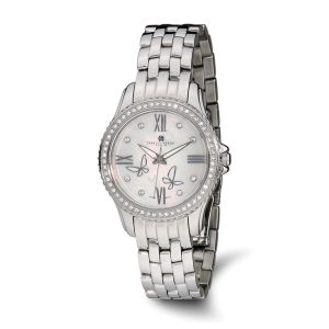 Charles Hubert Ladies Stainless Steel MOP Dial Watch