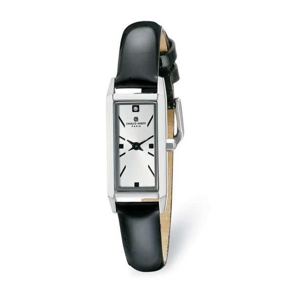 Charles Hubert Ladies Stainless Steel Rectangular Silver Dial Watch