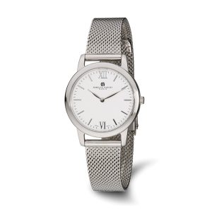 Charles Hubert Ladies Stainless Steel Silver Dial Mesh Band Watch