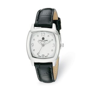 Charles Hubert Ladies Stainless Steel Square Silver Dial Watch