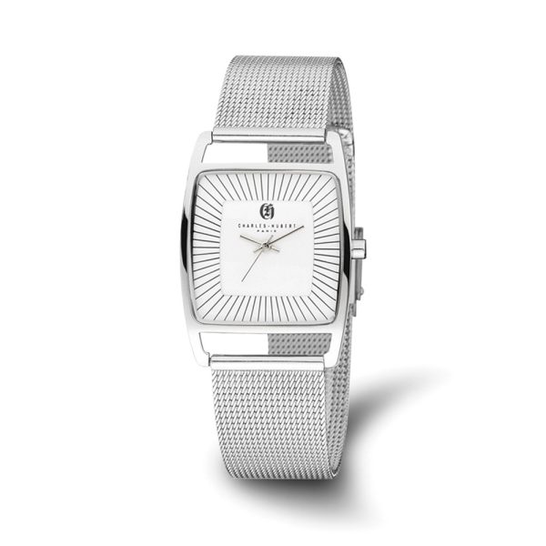 Charles Hubert Ladies Stainless Steel White Dial Milanese Band Watch