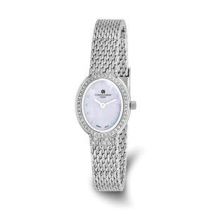 Charles Hubert Ladies Stainless Steel White MOP Dial Quartz Watch