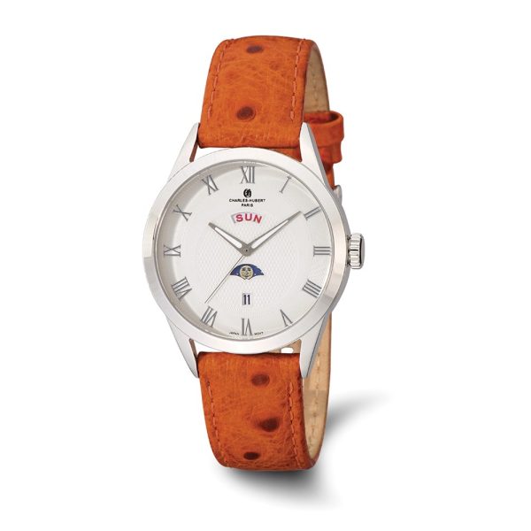 Charles Hubert Ladies Stainless Steel & Leather White Dial Watch