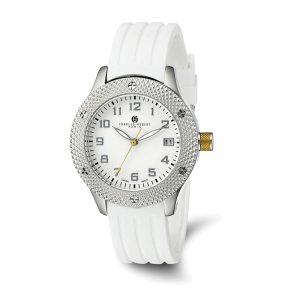 Charles Hubert Ladies Stainless Steel & Polyurethane Silver Dial Watch