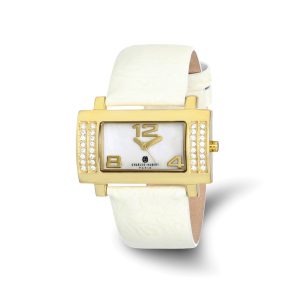 Charles Hubert Ladies Stainless White Leather 40x23mm Watch