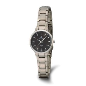 Charles Hubert Ladies Titanium Black Dial Ultra Slim Watch