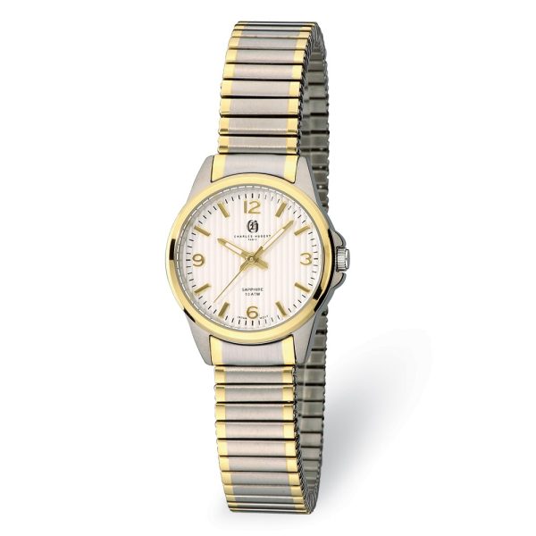 Charles Hubert Ladies Titanium Silver Dial Expansion Band Watch