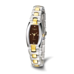 Charles Hubert Ladies Two-Tone Brown Sunray Dial Watch