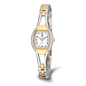 Charles Hubert Ladies Two-Tone Gold-finish White Dial Quartz Watch