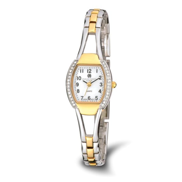 Charles Hubert Ladies Two-Tone Gold-finish White Dial Quartz Watch