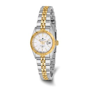 Charles Hubert Ladies Two-Tone Panther Link Watch