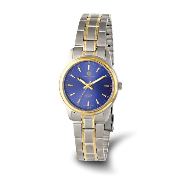 Charles Hubert Ladies Two-Tone Titanium 30mm Blue Dial Watch