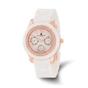 Charles Hubert Ladies White Ceramic Multifunction 40mm Watch