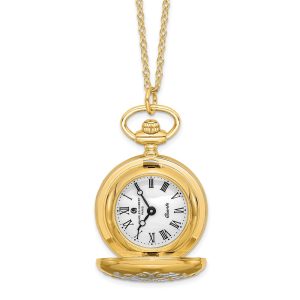 Charles Hubert Two-tone Floral Design 26mm Pendant Watch, 28 Inch