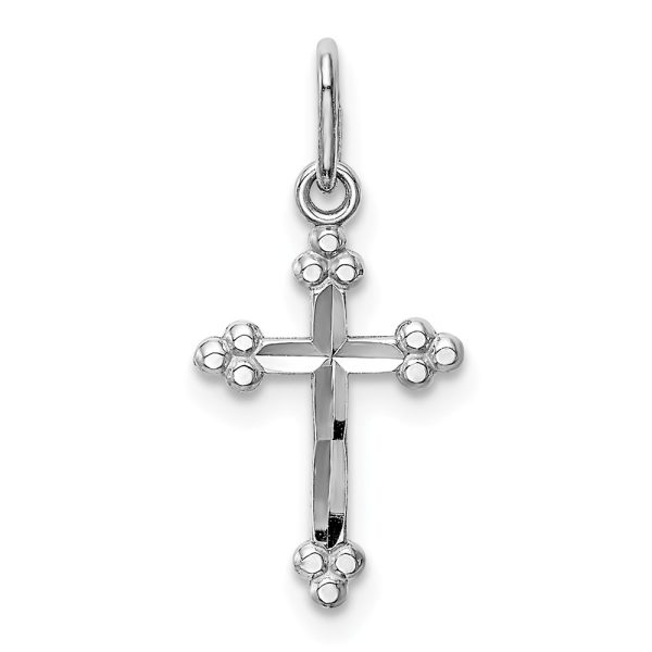 Children's 14k White Gold Small Budded Cross Pendant, 9 x 20mm