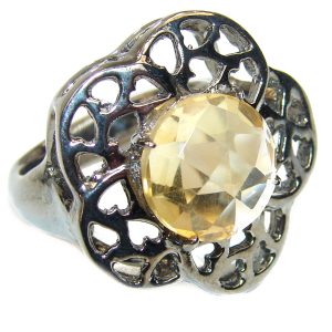 Cocktail Style Natural Citrine .925 Sterling Silver handcrafted Ring s. 9