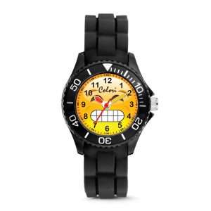 Colori Ladies Happy Smile Chilly 30mm Black Key Ring/Watch Set