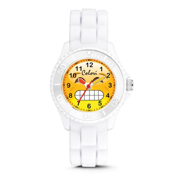 Colori Ladies Happy Smile Chilly 30mm White Key Ring/Watch Set