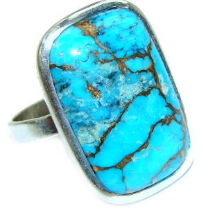 Copper Turquoise .925 Sterling Silver ring; s. 11 1/4