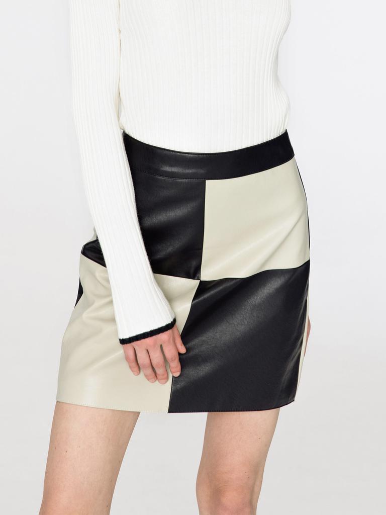 Cubic - Checkerboard Pu Leather Mini Skirt