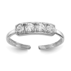 Cubic Zirconia Toe Ring in 14 Karat White Gold