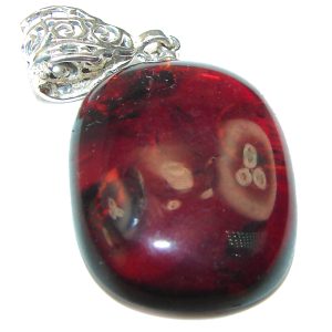 Dark Baltic Amber .925 Sterling Silver handmade Pendant