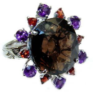 Dark Dunes authentic Smoky Topaz .925 Sterling Silver Ring size 8