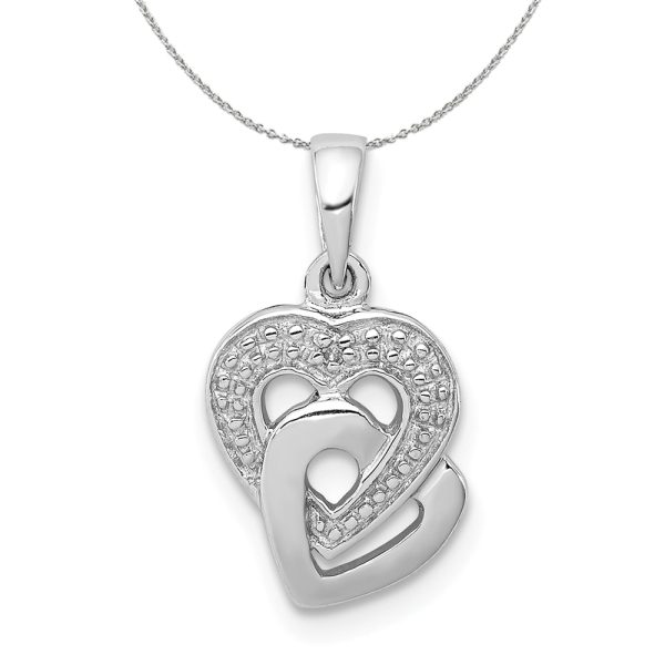 Diamond Accent Hearts Entwined Pendant in Sterling Silver Necklace