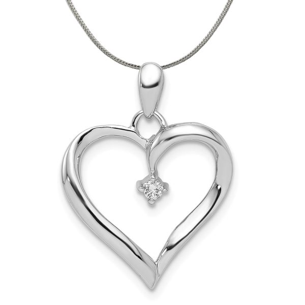 Diamond Accented Heart Pendant in Sterling Silver Necklace