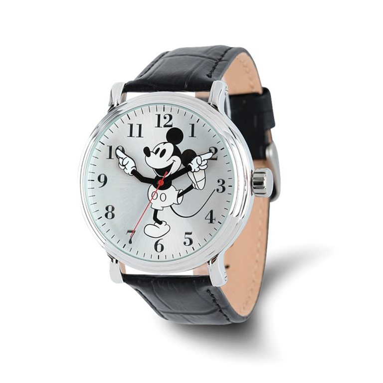 Disney Adult Size Black Strap Moving Arms Mickey Mouse 44mm Watch